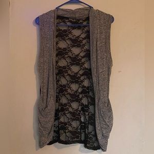 Grey and Black Lace Shawl M/L